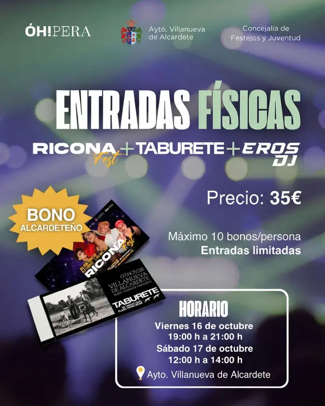 Villanueva de Alcardete amplía la venta presencial de entradas para sus fiestas de 2026