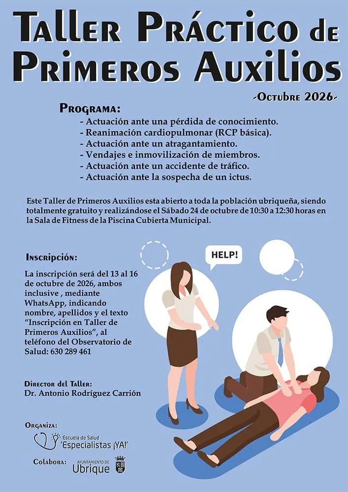 Ubrique acogerá un taller práctico de primeros auxilios en octubre