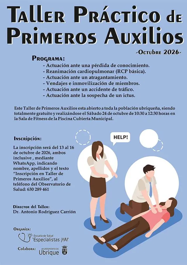 Ubrique acogerá un taller práctico de primeros auxilios en octubre