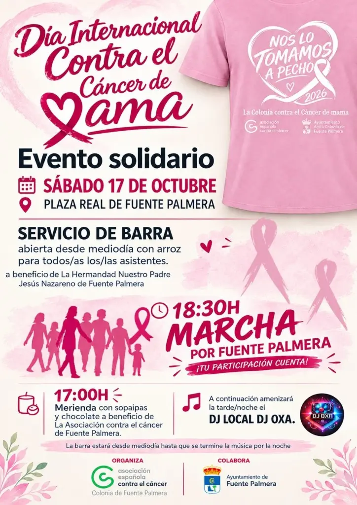 La Plaza Real de Fuente Palmera acogerá una marcha solidaria contra el cáncer de mama