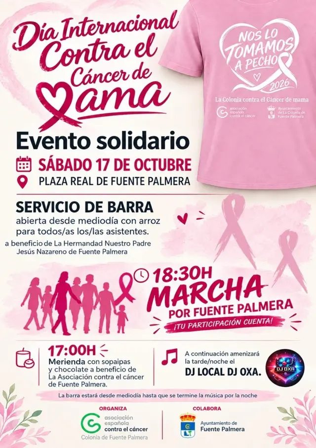 La Plaza Real de Fuente Palmera acogerá una marcha solidaria contra el cáncer de mama