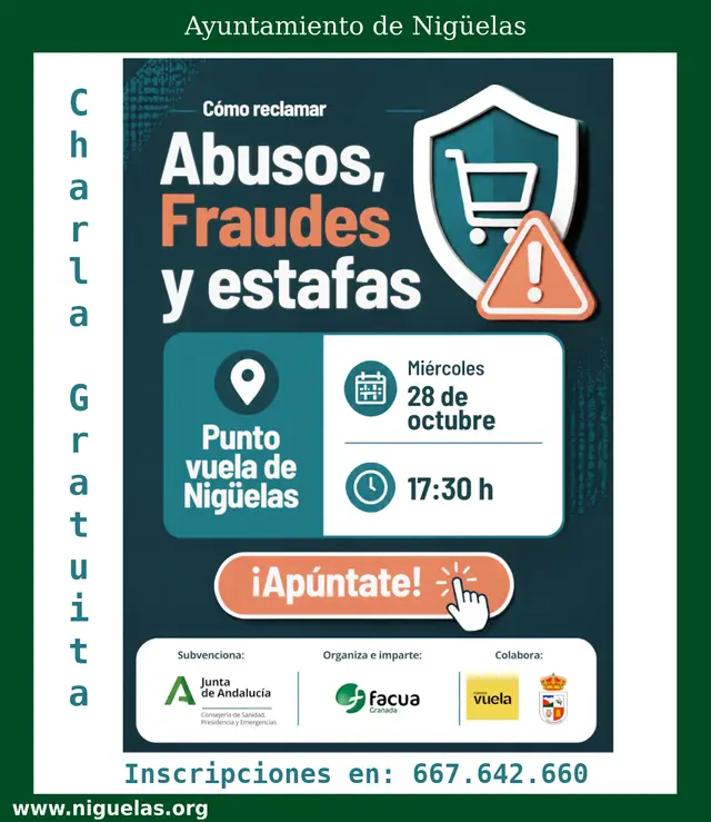 Nigüelas programa una sesión sobre reclamaciones por fraudes