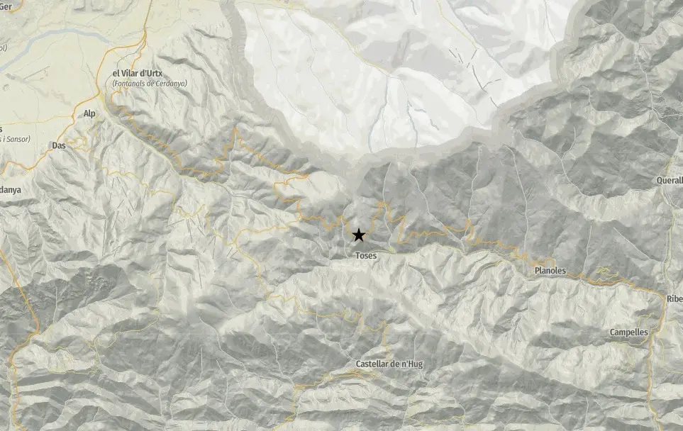 Un sismo de magnitud 2,5 tuvo el epicentro al norte de Toses