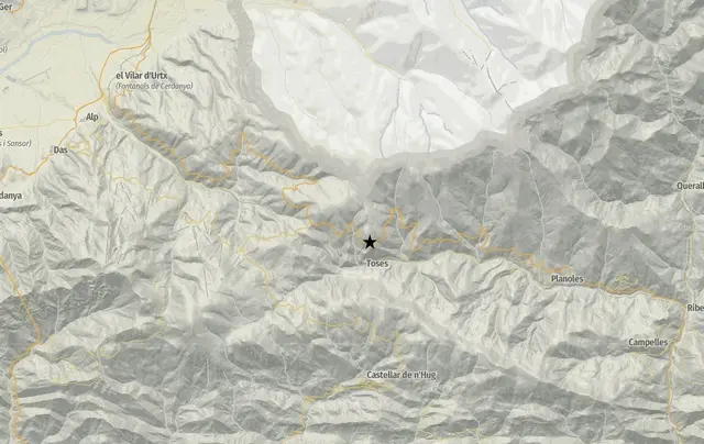 Un sismo de magnitud 2,5 tuvo el epicentro al norte de Toses