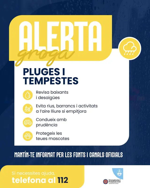 Emergencias activa el nivel amarillo por lluvias y tormentas en Alcoi